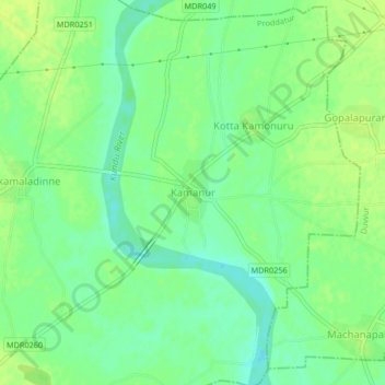 Mappa topografica Kamanur, altitudine, rilievo