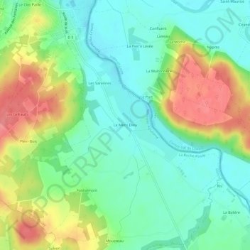 Mappa topografica La Merci Dieu, altitudine, rilievo