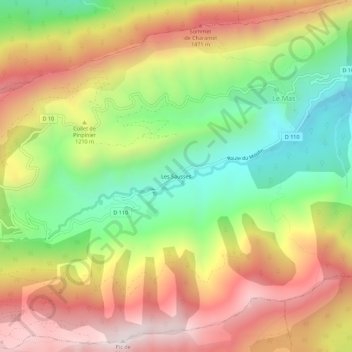 Mappa topografica Les Sausses, altitudine, rilievo