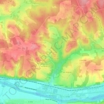 Mappa topografica Tertre de Galibert, altitudine, rilievo