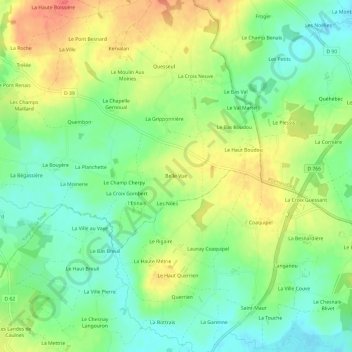 Mappa topografica Belle Vue, altitudine, rilievo