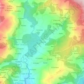 Mappa topografica As Touzosas, altitudine, rilievo