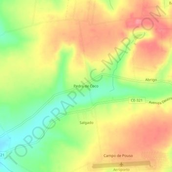 Mappa topografica Pedra de Coco, altitudine, rilievo