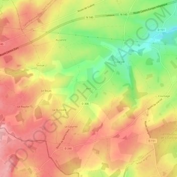 Mappa topografica Aire, altitudine, rilievo