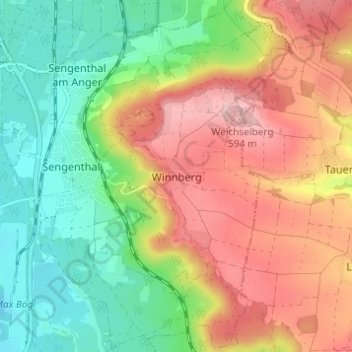 Mappa topografica Winnberg, altitudine, rilievo