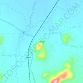 Mappa topografica Kosigi, altitudine, rilievo