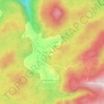 Mappa topografica Edamalakkudy, altitudine, rilievo