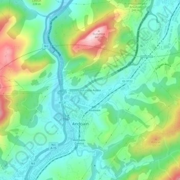 Mappa topografica Buruntza Auzoa, altitudine, rilievo