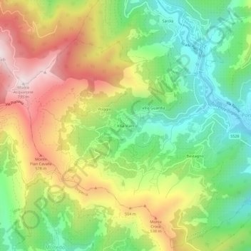 Mappa topografica Villa Viani, altitudine, rilievo