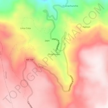 Mappa topografica Huayhuapo, altitudine, rilievo