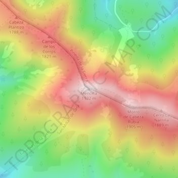 Mappa topografica Mencilla, altitudine, rilievo