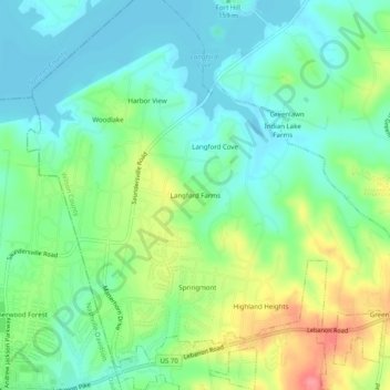 Mappa topografica Langford Farms, altitudine, rilievo