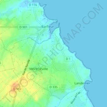 Mappa topografica Les Hougues, altitudine, rilievo