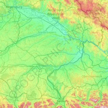 Mappa topografica Rottal-Inn, altitudine, rilievo