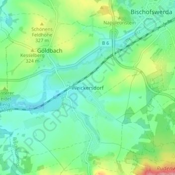 Mappa topografica Weickersdorf, altitudine, rilievo