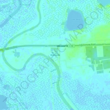 Mappa topografica Wallisville, altitudine, rilievo