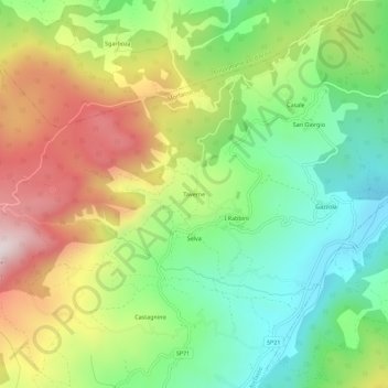Mappa topografica Taverne, altitudine, rilievo