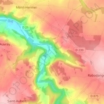 Mappa topografica Le Val Besnard, altitudine, rilievo