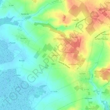 Mappa topografica Liboulas, altitudine, rilievo