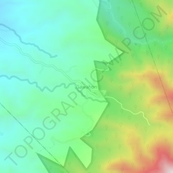 Mappa topografica Gawahon, altitudine, rilievo