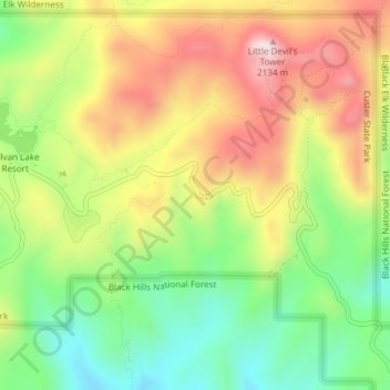 Mappa topografica Needles Eye, altitudine, rilievo