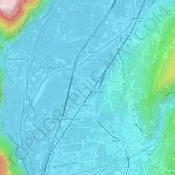 Mappa topografica Zambana, altitudine, rilievo