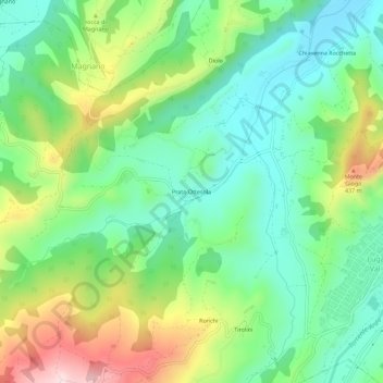 Mappa topografica Prato Ottesola, altitudine, rilievo