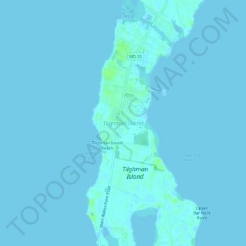 Mappa topografica Tilghman Island, altitudine, rilievo