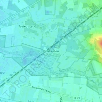 Mappa topografica Dreihausen, altitudine, rilievo