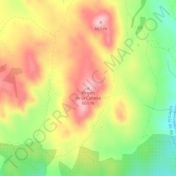 Mappa topografica Virgen de la Cabeza, altitudine, rilievo