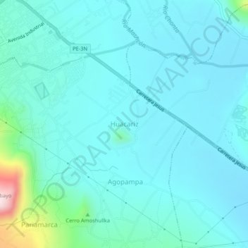 Mappa topografica Huacariz, altitudine, rilievo