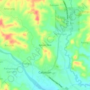 Mappa topografica Ayaman Tacas, altitudine, rilievo