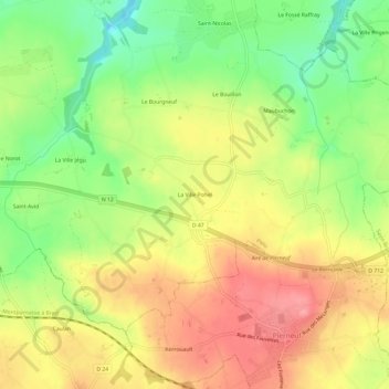 Mappa topografica La Ville Pohel, altitudine, rilievo