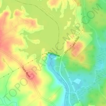 Mappa topografica Jackson Lake, altitudine, rilievo