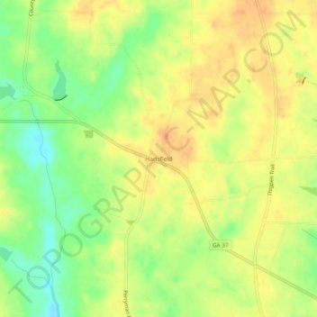 Mappa topografica Hartsfield, altitudine, rilievo
