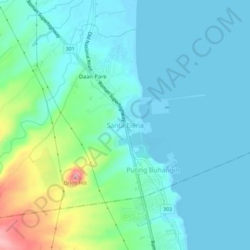 Mappa topografica Santa Elena, altitudine, rilievo