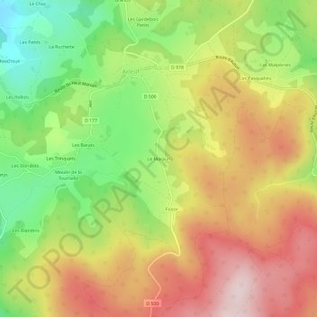 Mappa topografica Le Marault, altitudine, rilievo