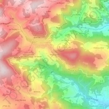 Mappa topografica Pierre Jeune, altitudine, rilievo