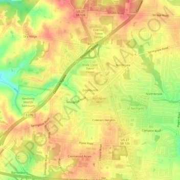 Mappa topografica Dornbusch, altitudine, rilievo