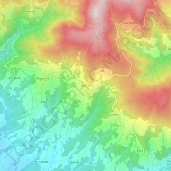 Mappa topografica Agnino, altitudine, rilievo