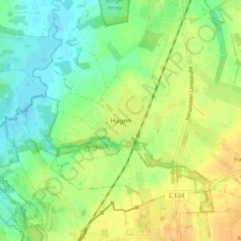 Mappa topografica Hagen, altitudine, rilievo