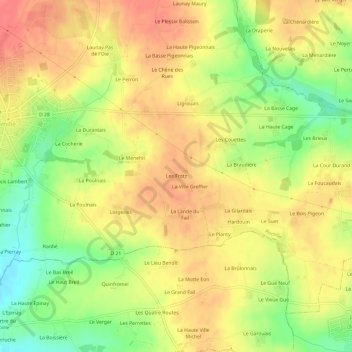 Mappa topografica Les Frotz, altitudine, rilievo
