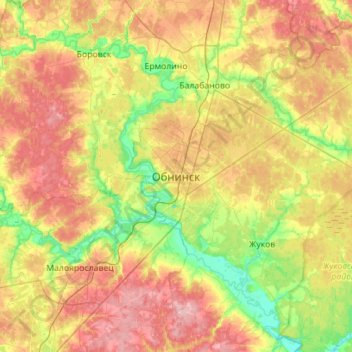 Mappa topografica Obninsk, altitudine, rilievo