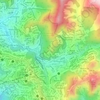 Mappa topografica Los Yarumos, altitudine, rilievo