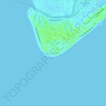 Mappa topografica Edisto Beach, altitudine, rilievo