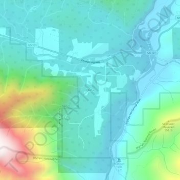 Mappa topografica Elwha, altitudine, rilievo