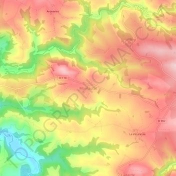 Mappa topografica Montautat, altitudine, rilievo