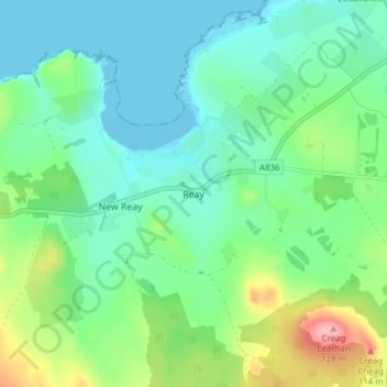 Mappa topografica Reay, altitudine, rilievo