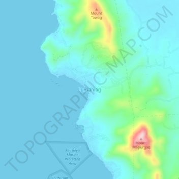 Mappa topografica Lumaniag, altitudine, rilievo