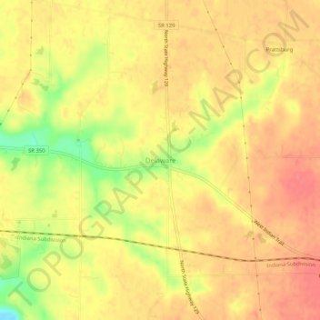 Mappa topografica Delaware, altitudine, rilievo
